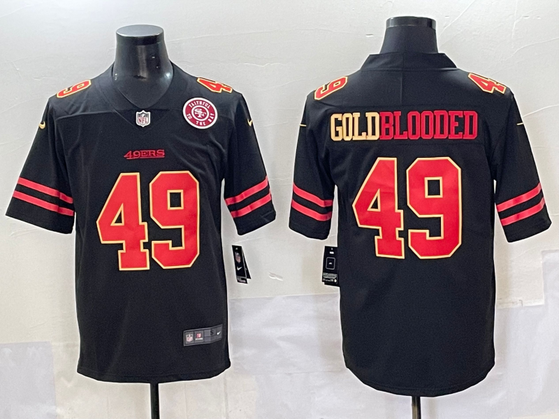 Men San Francisco 49ers #49 Goldblooded Black gold 2024 Nike Vapor Limited NFL Jersey style 003->san francisco 49ers->NFL Jersey